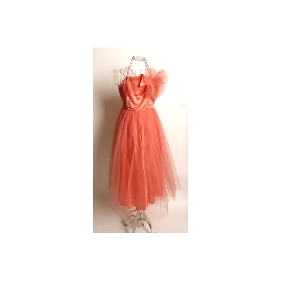 Circa 1950s Emma Domb Coral Party Dress