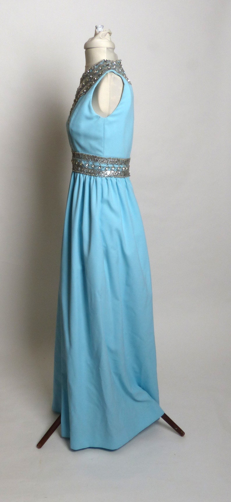 Circa 1950s/1960s Ceil Chapman Blue Rhinestone Sequined Gown/Dress image 2