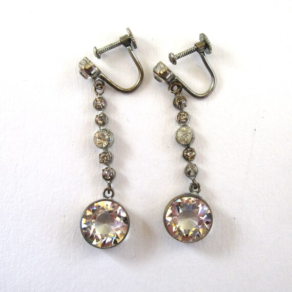 Art Deco Czechoslovakian Cut Crystal Earrings - image 4