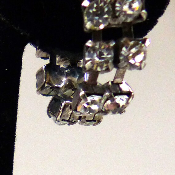 Circa 1980s Rhinestone Soft Hoop Earrings - image 2