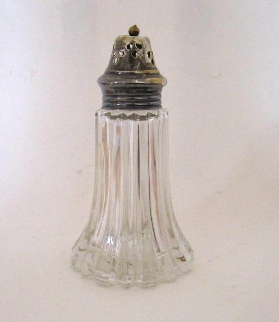 Vintage Englisch Glas und Silberplatte Zuckerstreuer / Muffineer