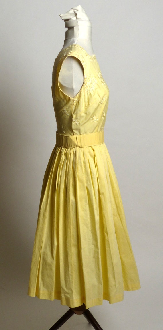 Circa 1960s Yellow Cotton Embroidered Sundress - image 2