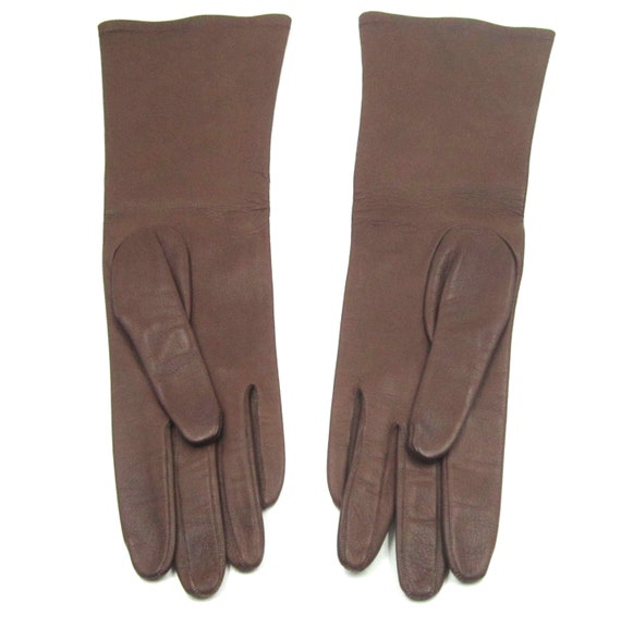 Circa 1960s Ladies Brown Leather Gloves - image 3