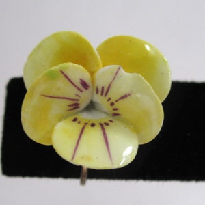 Circa 1960s English-Made Yellow Pansy Bone China Earrings