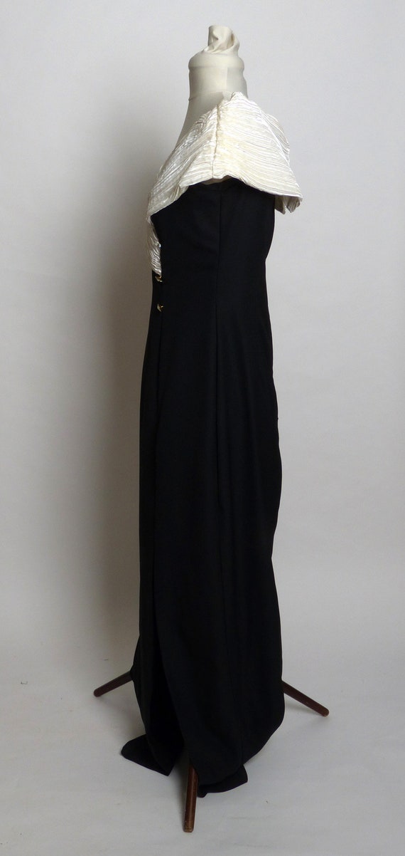 Circa 1950s Black Polyester Crepe Gown/Dress with… - image 4