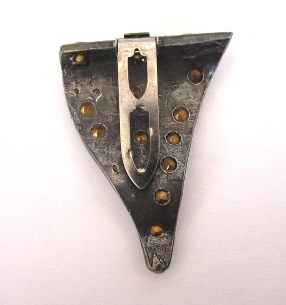 Vintage Large Triangular Rhinestone/Diamante Art … - image 2