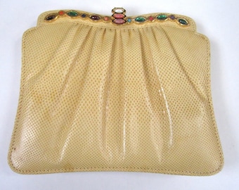 Circa 1960s Yellow Glass Stone Reptile Clutch