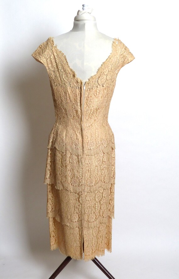 Circa 1950s Beige Lace Tiered Dress - image 5