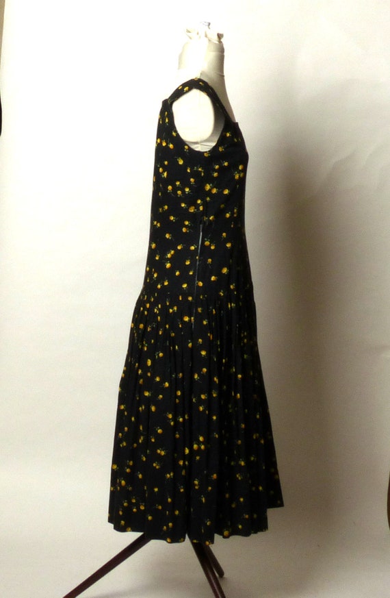 Circa 1950s Handmade Black Floral Dress - image 4