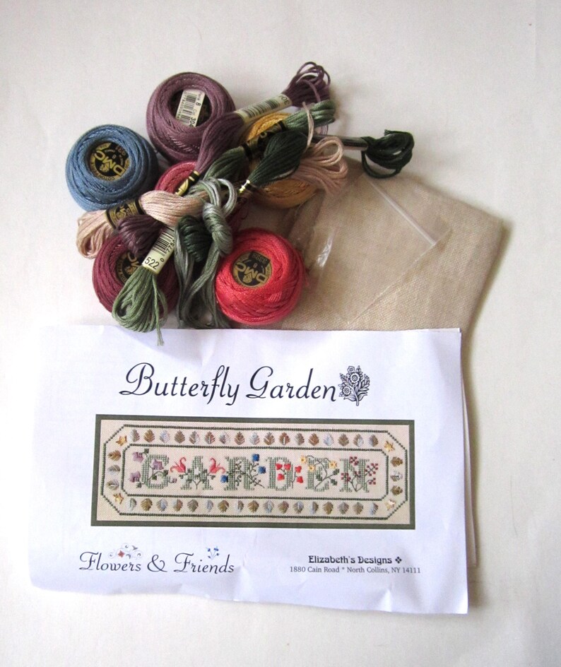 Elizabeth's Designs butterfly Garden Counted Cross Stitch Embroidery