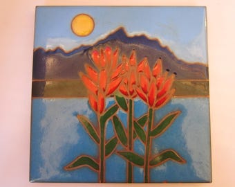 Vintage Siegel Arts handbemalte Southwest-Fliese