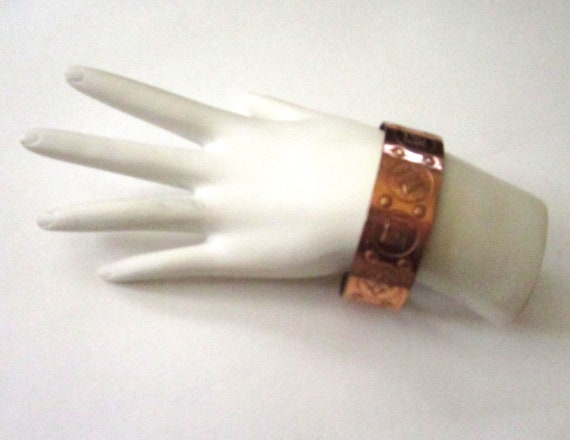 Circa 1980s Scottish Copper Engraved Cuff Bracelet - image 3