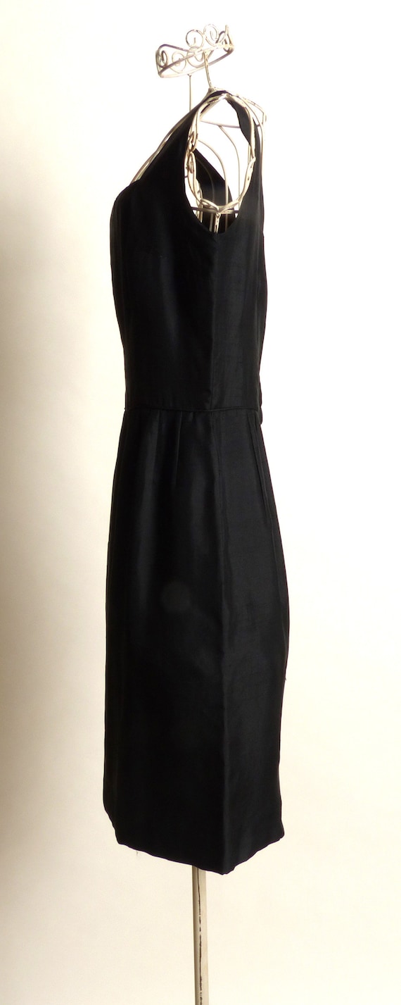 Circa 1950s Raw Silk Little Black Dress - image 2