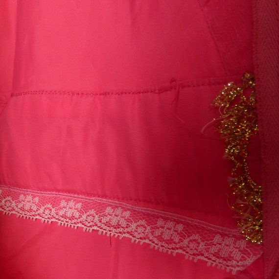 Circa 1960s Pink Dance Dress with Gold Lace Trim - image 7