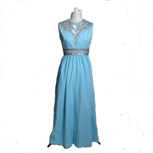 Circa 1950s/1960s Ceil Chapman Blue Rhinestone Sequined Gown/Dress image 5