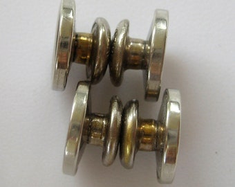 Boutons De Manchette Art Déco Argent Et Pierre Noire - Occasion, Référence CL128