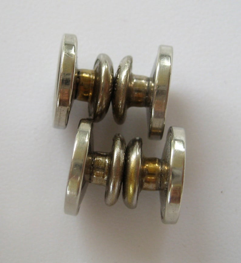 Art Deco Baer /& Wilde Silver Tone Kum-A-Part Mother of Pearl and Black Enamel Snap Cuff Links