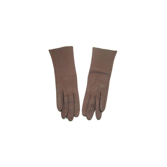 Circa 1960s Ladies Brown Leather Gloves - image 1