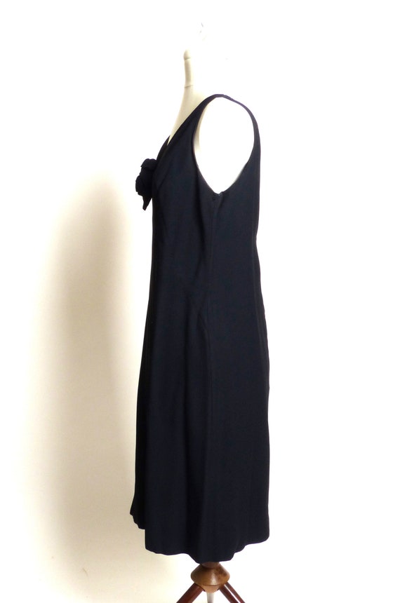 Circa 1940s Polyester Crepe Black Dress with Bead… - image 4