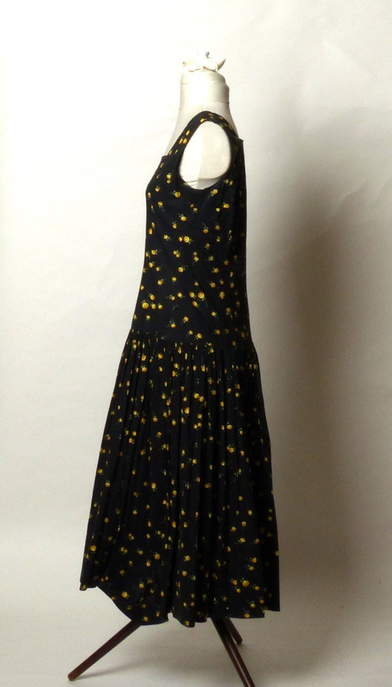 Circa 1950s Handmade Black Floral Dress - image 3