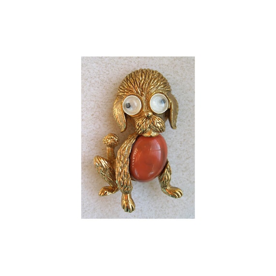 Googly-Eyed Puppy/Dog Figural Pin/Brooch - image 1