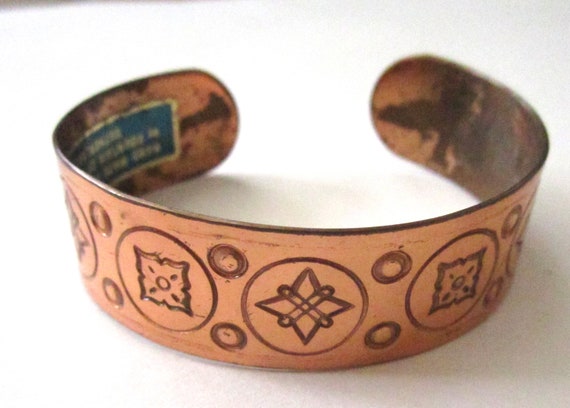 Circa 1980s Scottish Copper Engraved Cuff Bracelet - image 2