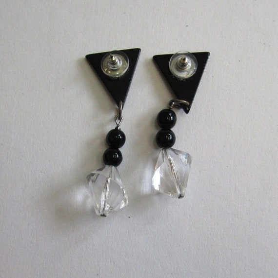 Black and Clear Architectural Lucite Drop Pierced… - image 4