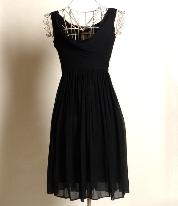 Circa 1950s Suzy Perette Silk Chiffon Black Dress - image 5