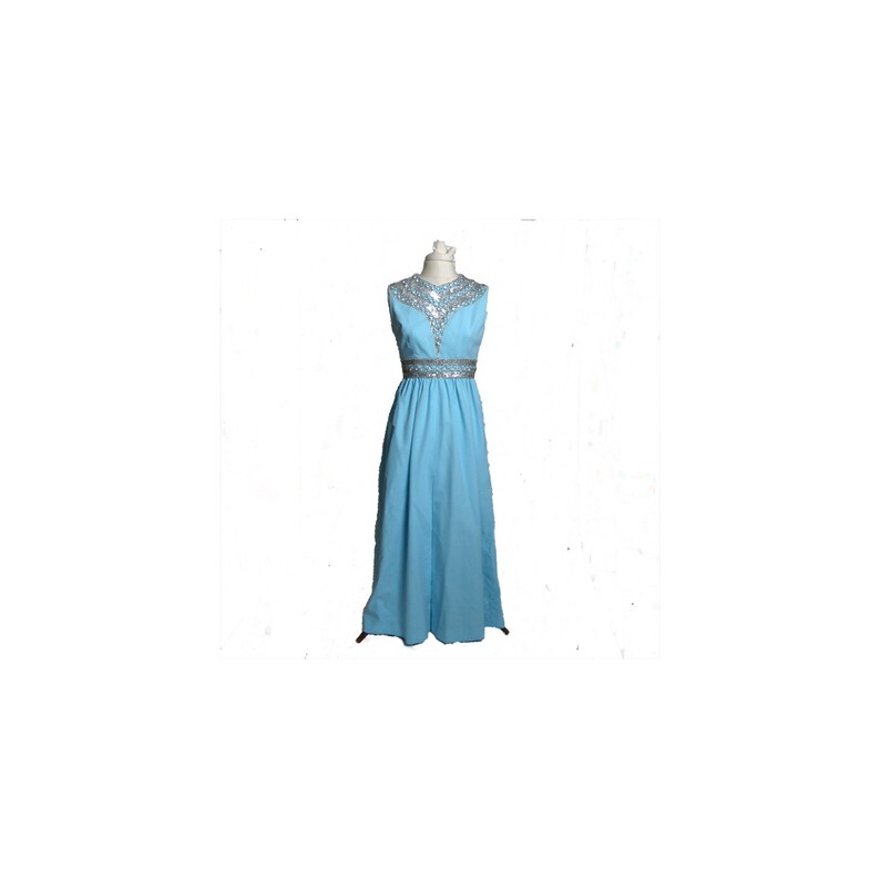 Circa 1950s/1960s Ceil Chapman Blue Rhinestone Sequined Gown/Dress image 1