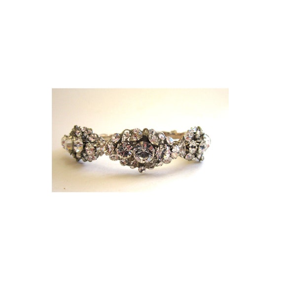 Circa 1950s Wired Rhinestone Bangle Bracelet - image 1