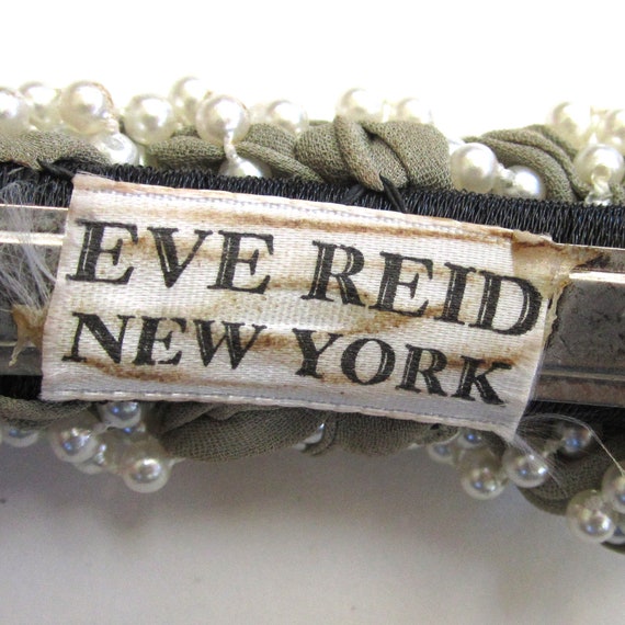 Circa 1980s Eve Reid of New York Fabric and Faux Pearl  display picture 3