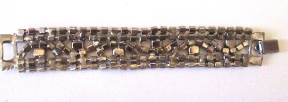 Circa 1930s Rhinestone Openwork Pot Metal Bracelet - image 4