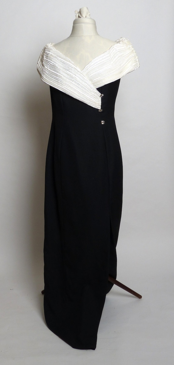 Circa 1950s Black Polyester Crepe Gown/Dress with… - image 2