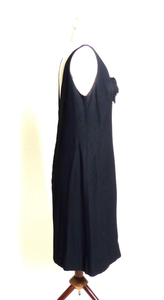 Circa 1940s Polyester Crepe Black Dress with Bead… - image 5