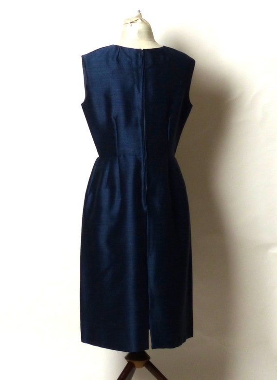 Circa 1950s Navy Blue Sheath Dress - image 5