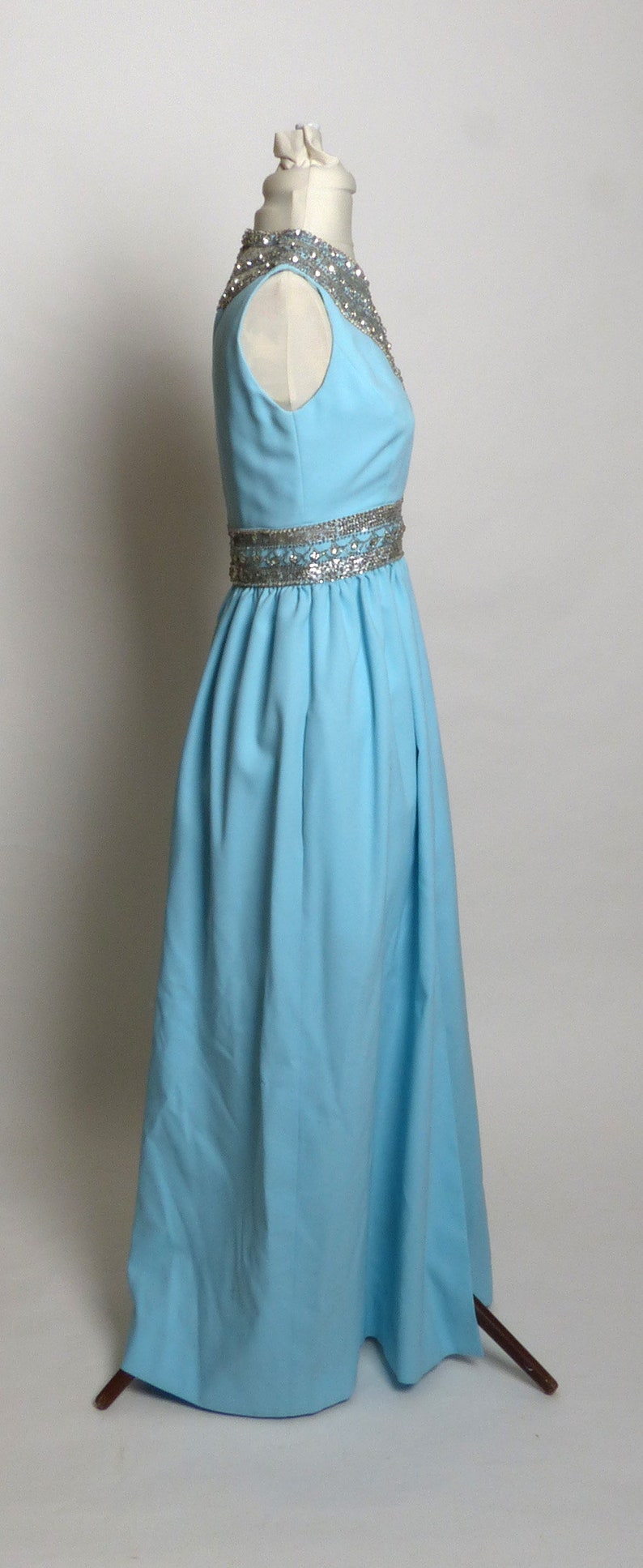 Circa 1950s/1960s Ceil Chapman Blue Rhinestone Sequined Gown/Dress image 3