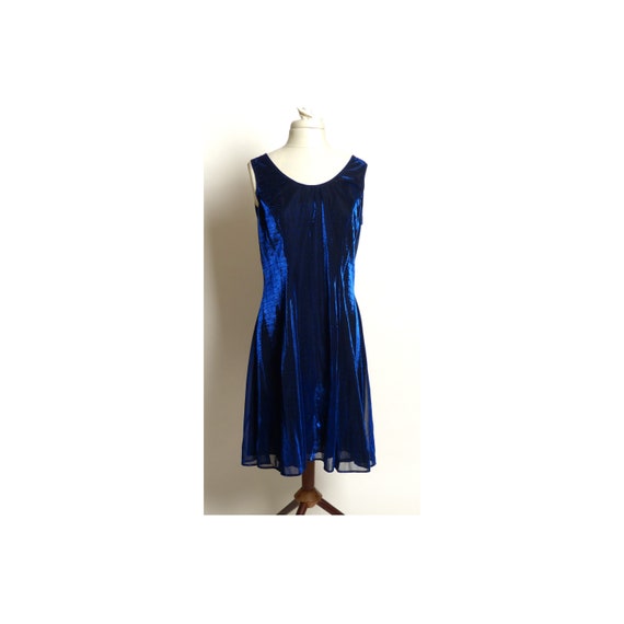 Circa 1980s Shar Ade Nites Cobalt Blue Velvet Rhi… - image 1