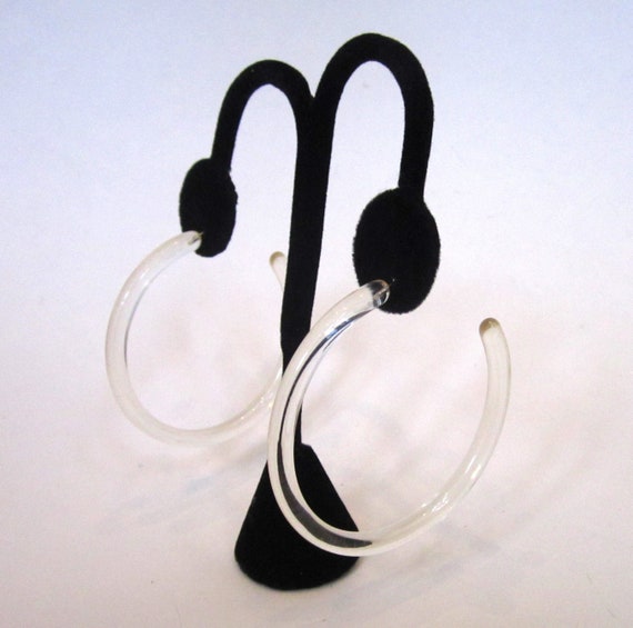 Circa 1980s Large Lucite Hoop Earrings - image 1
