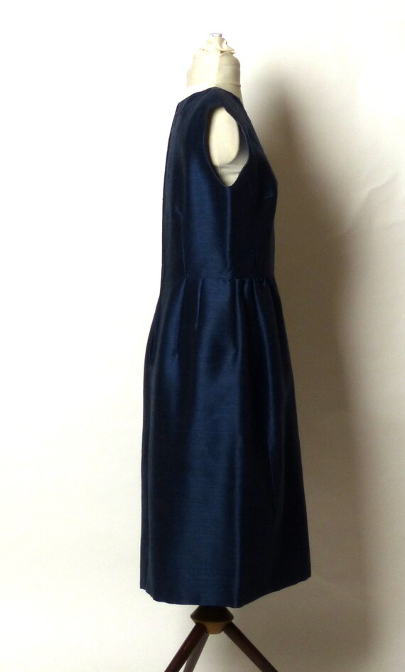 Circa 1950s Navy Blue Sheath Dress - image 3