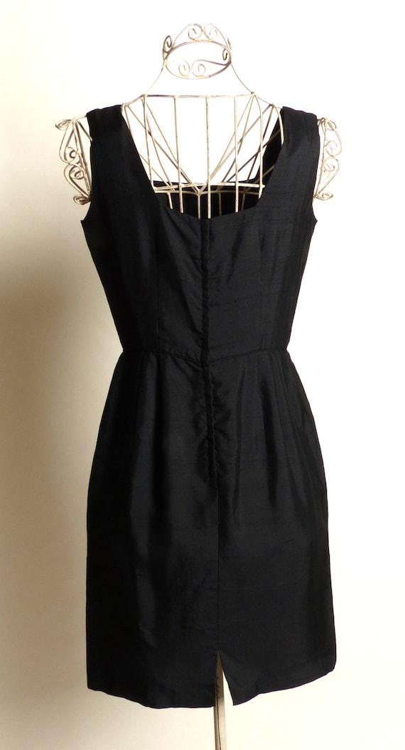 Circa 1950s Raw Silk Little Black Dress - image 4