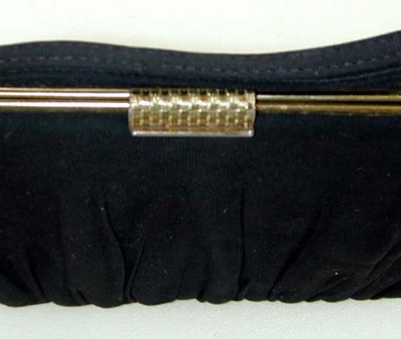 Circa 1940s Black Knit Fabric Purse/Handbag with … - image 3