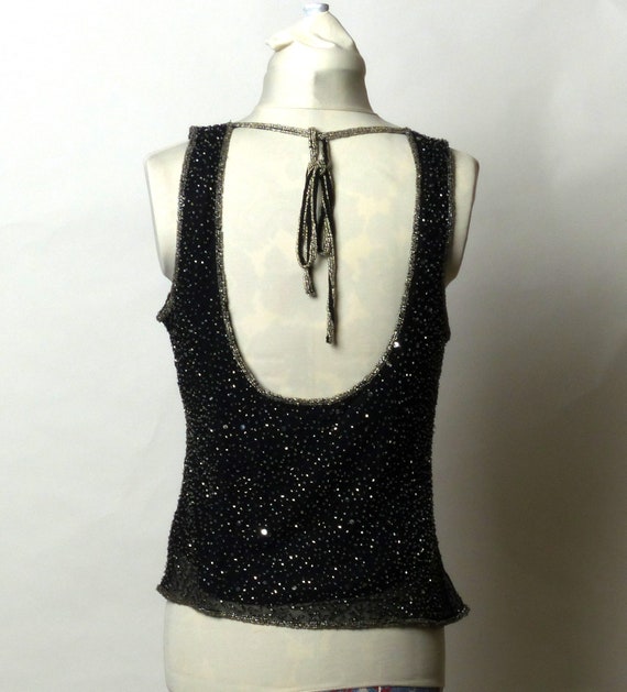 Circa 1980s Stenay Black Silk Beaded Sequin Top - image 5