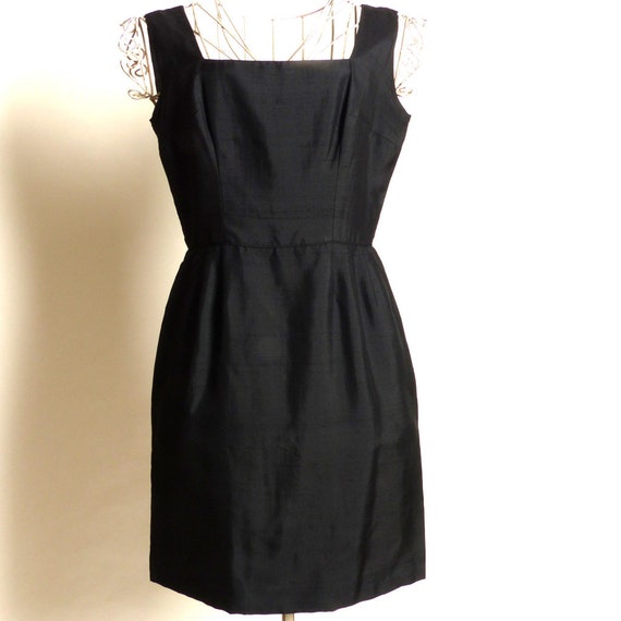Circa 1950s Raw Silk Little Black Dress - image 5