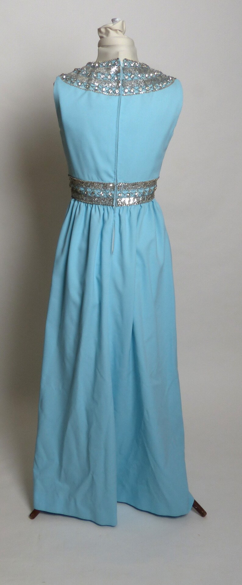 Circa 1950s/1960s Ceil Chapman Blue Rhinestone Sequined Gown/Dress image 4