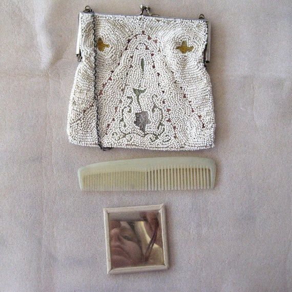 1920s European Embroidered Beaded Tambour Purse/H… - image 3