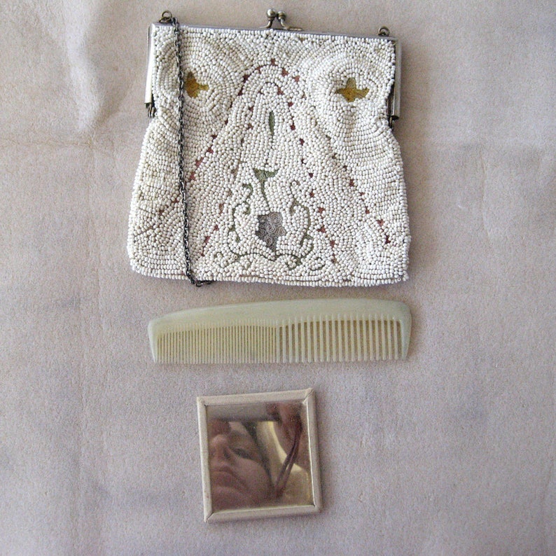 1920s European Embroidered Beaded Tambour Purse/Handbag image 3