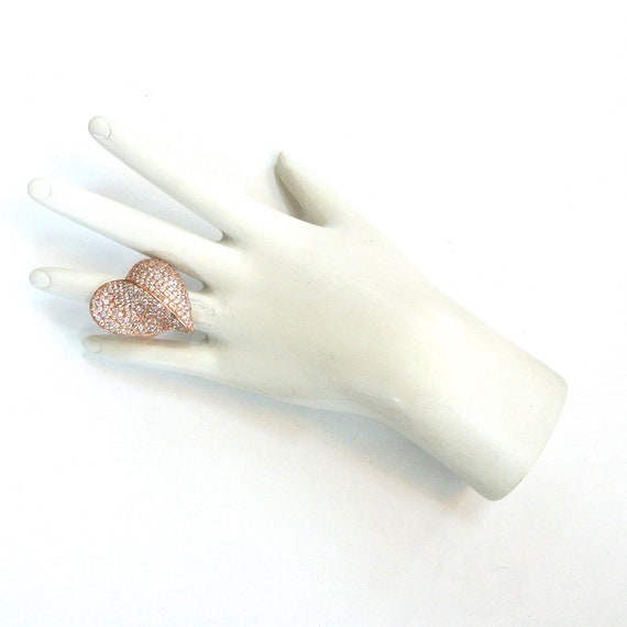 Circa 1980s Sterling Silver Rose Gold Vermeil Hea… - image 4