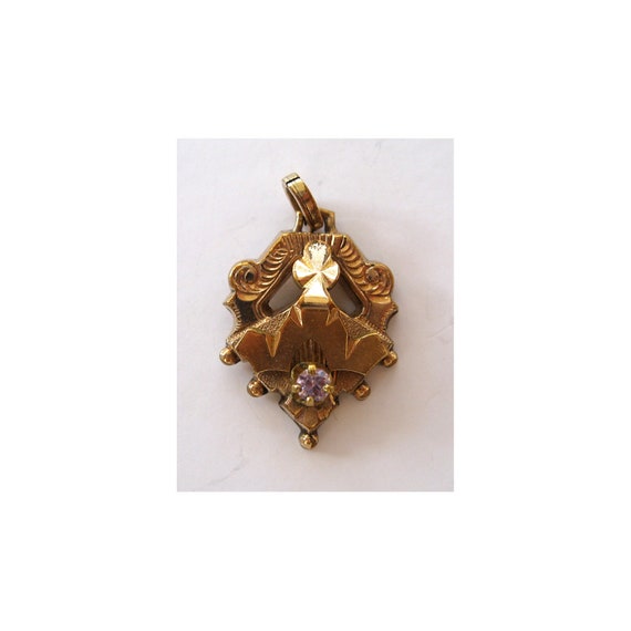 Victorian Gold-Filled Amethyst Pendant - image 1