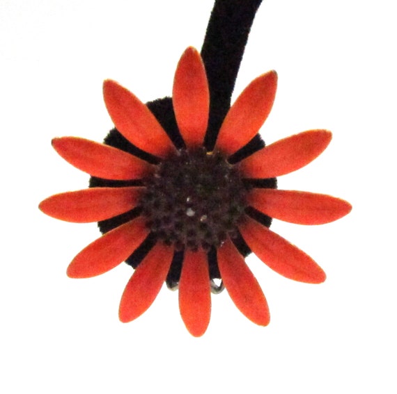 Circa 1960s Bright Orange Daisy Earrings