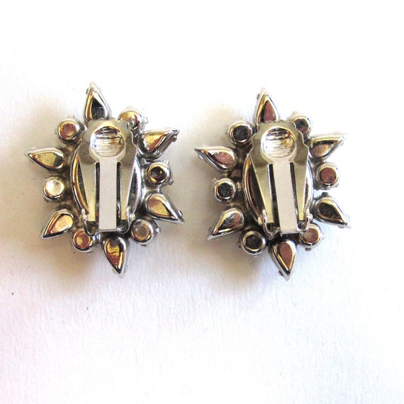 Circa 1950s Faux Topaz Rhinestone Earrings - image 3